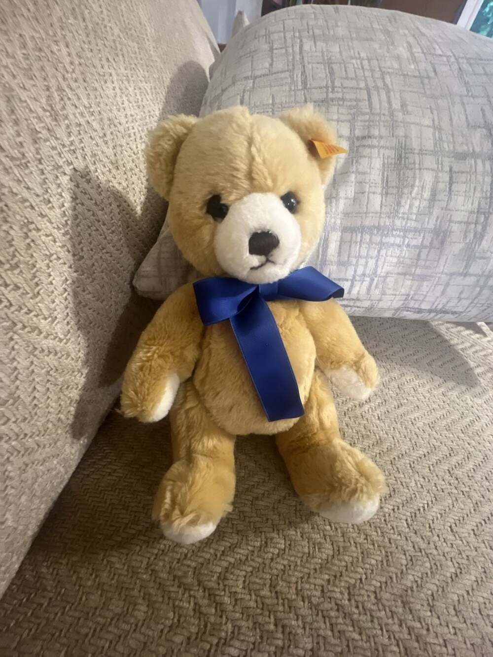 Steiff Petsy Teddy Bear with Blue Ribbon Plush Toy
